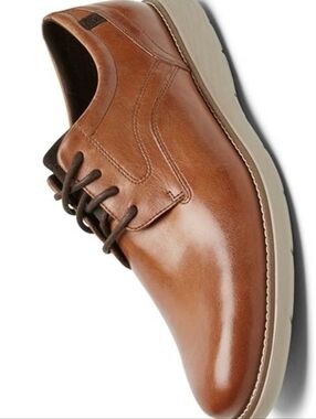 Rockport Men's  Tan Leather Derby with Dark Brown Laces